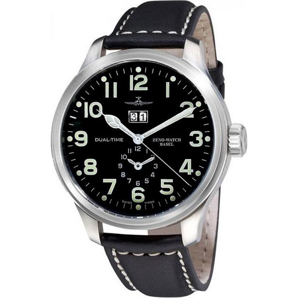 ZENO-WATCH BASEL, Pilot Oversized, XL DualTime Big Date