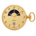 Mondphasen Taschenuhr Quartz vergoldet