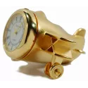 ZENO Miniaturuhr Flugzeug Quartz Tischuhr klein Messing