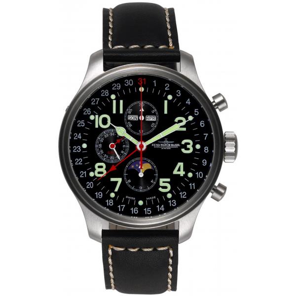 ZENO-WATCH BASEL, Pilot Oversized, XL Fliegerchronograph Vollkalender