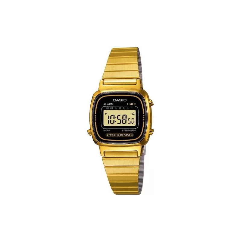 CASIO Vintage LCD Digitaluhr Wega Lady gold schwarz