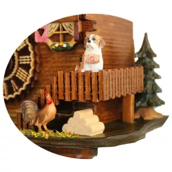 Kuckucksuhr Chalet Holz Q-Wanduhr Alphorn Bernhardiner