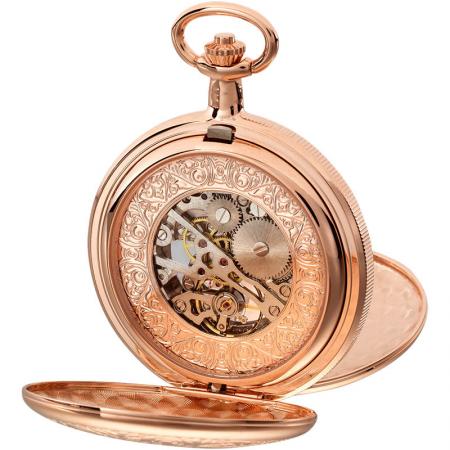 Klassik Taschenuhr Handaufzug Doppelsavonette Skelett ros