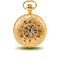 Klassik Taschenuhr Handaufzug Doppelsavonette Skelett dor