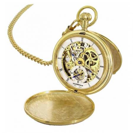 Klassik Taschenuhr Handaufzug Skelett gold