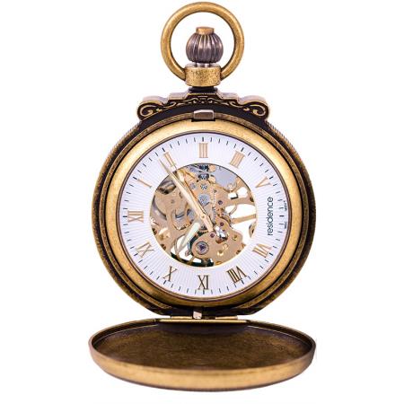 Klassik Taschenuhr Handaufzug Skelett Antiklook bronc