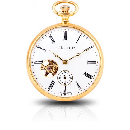 Klassik Taschenuhr Handaufzug Residence Open Heart gold