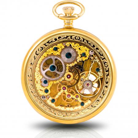 Klassik Taschenuhr Handaufzug Residence Open Heart gold