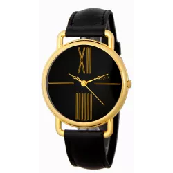 ZENO Big Roma Design grosse Quartz Damenuhr vergoldet schwarz
