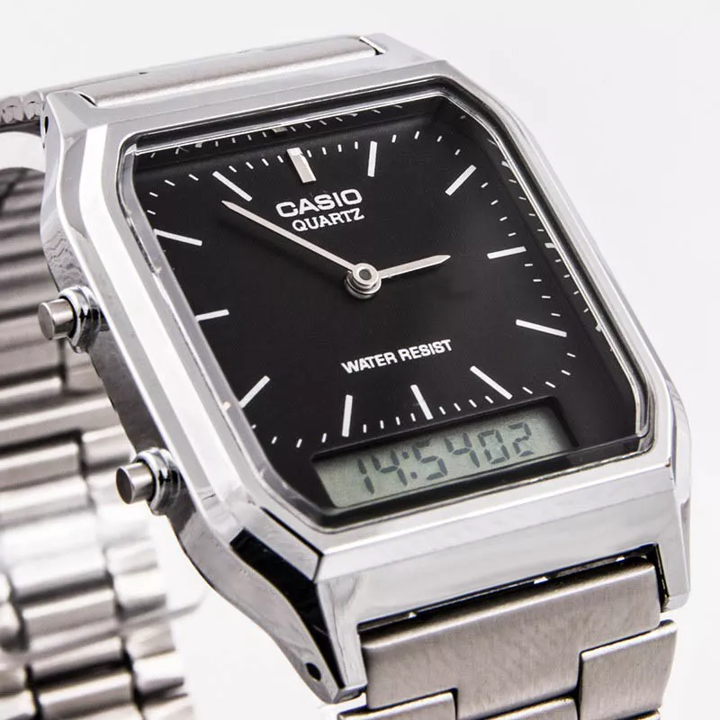 CASIO Digi-Analog Retro GMT Quartzuhr schwarz