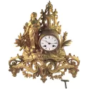 ANTIK mechanische Empire Tischuhr mit Frau und Mühlrad ca. 1820