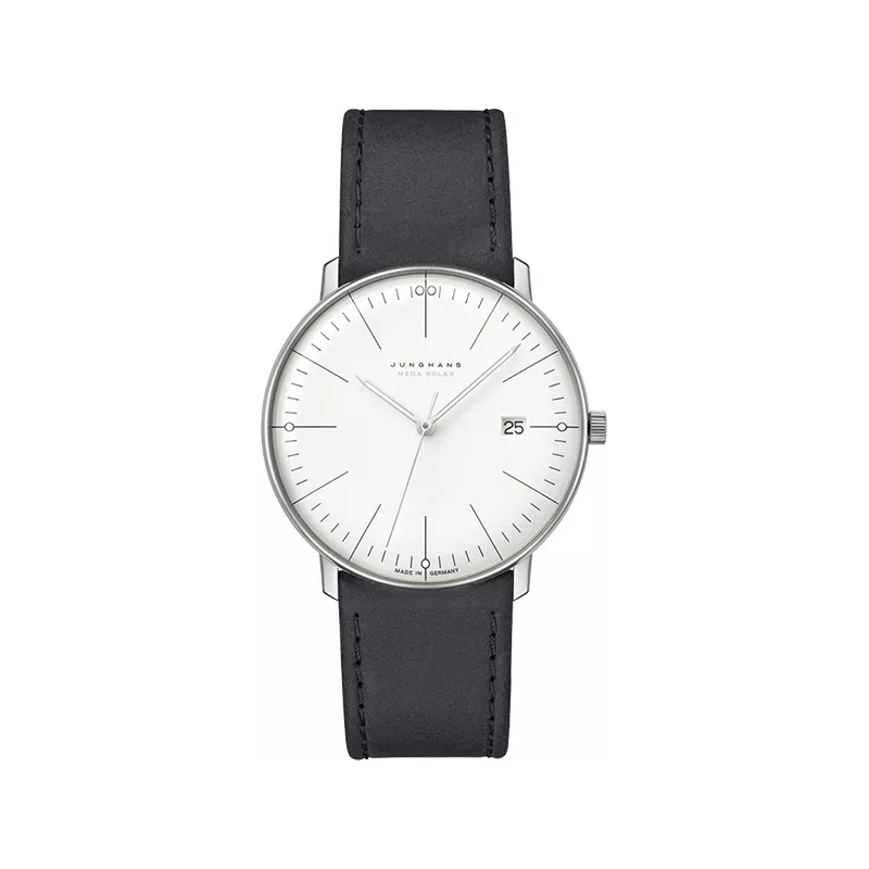 JUNGHANS Max Bill Mega Solar Funkuhr Titan Index weiss JUNGHANS Max Bill Mega Solar Funkuhr Titan Index weiss