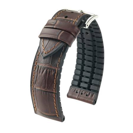 Uhrenband HIRSCH LederKautschuk Paul dunkelbraun 18mm