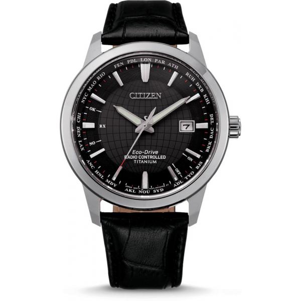 CITIZEN Global Weltzeit, Eco Drive Solar Funkuhr, Titan Leder CITIZEN Global Weltzeit, Eco Drive Solar Funkuhr, Titan Leder