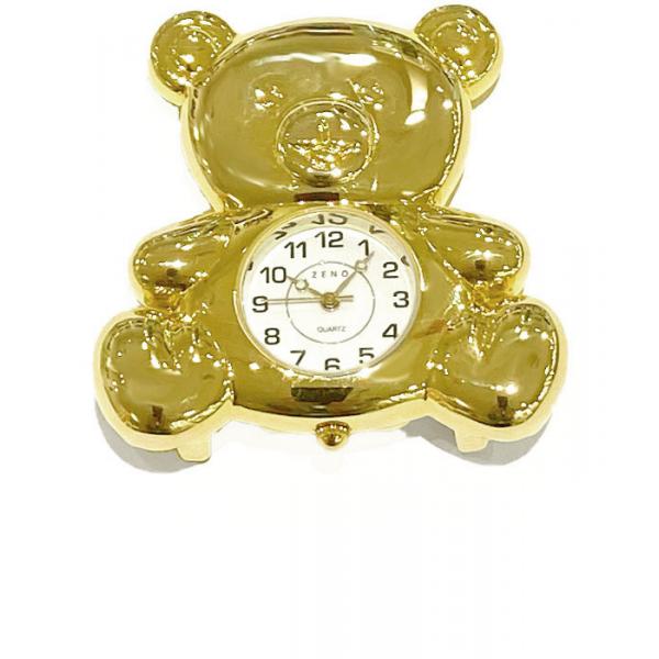 Miniaturuhr Teddy - Kleine Messing Tisch-Standuhr Bär