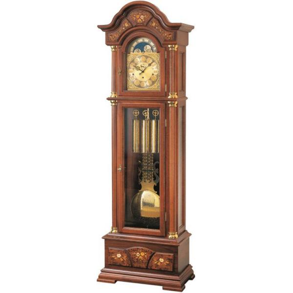 AMS Standuhr 208cm, mechanische Holzuhr mit Mondphase + Westminsterschlag