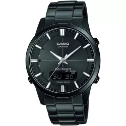 CASIO Digi-Analog Lineage Tag Datum Solar Funkuhr Edelstahl schwarz