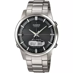 CASIO Digi-Analog Lineage Tag Datum Solar Funkuhr Titan schwarz