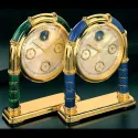 IMHOF Tischuhr Quartz Bogenuhr Lapislazuli Vollkalender Mondphase