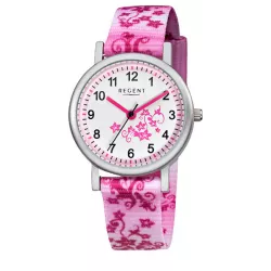 Quartz Kinderuhren Alu Blumen rosa