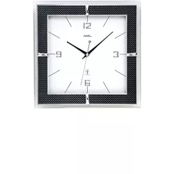 AMS Teacher Square Funkwanduhr weiss Carbonoptik