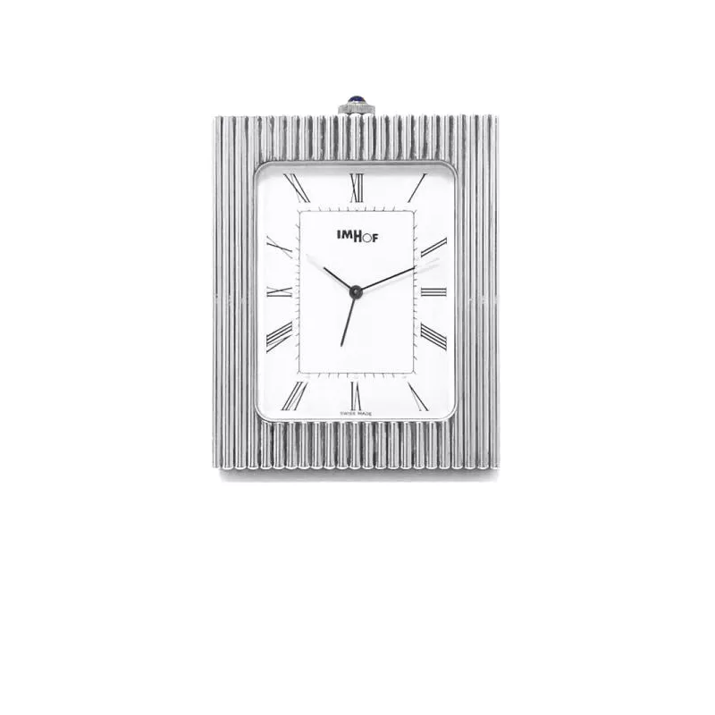 IMHOF Tischuhr Quartz kleine Retro-Reiseuhr Silber