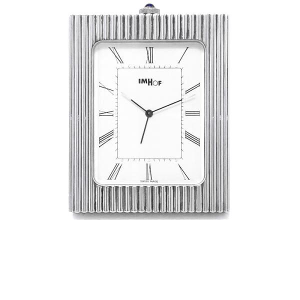 IMHOF Tischuhr Quartz, Retro-Reiseuhr in Sterling Silber