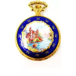 Vintage Taschenuhren Handaufzug emailliert Villa am See