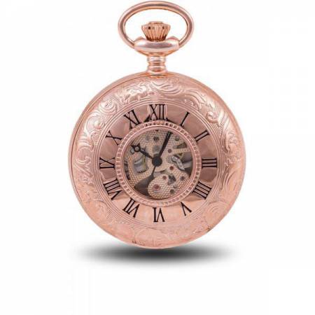 Klassik Taschenuhr Handaufzug Doppelsavonette Skelett ros