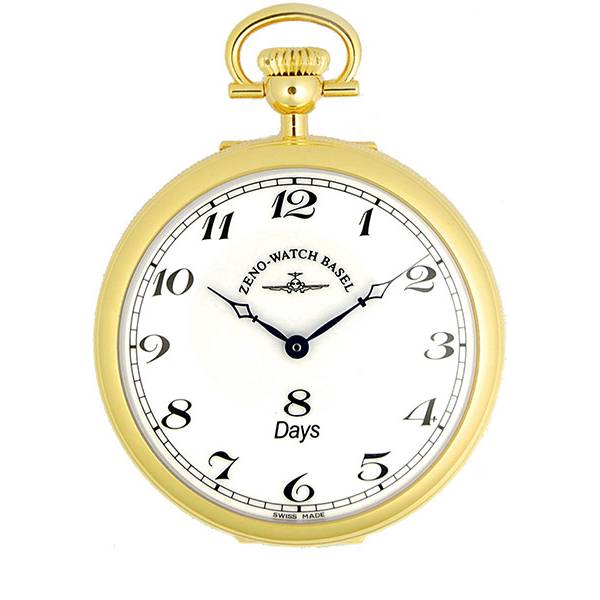 8 Tage Taschenuhr Handaufzug, ZENO Sterling Silber vergoldet