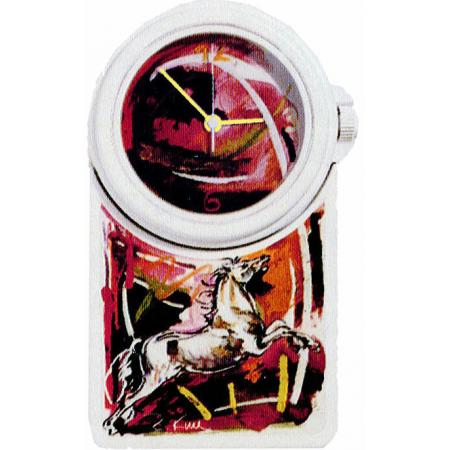 LE CLIP Wanduhr Mega Rolf Knie Stallion Pferd weiss