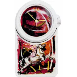 LE CLIP Wanduhr Mega Rolf Knie Stallion Pferd weiss