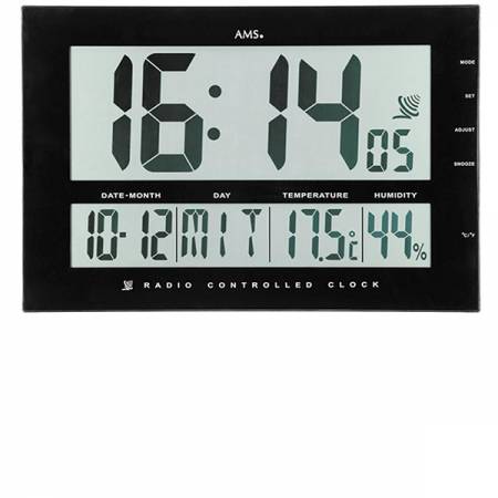 AMS Digital XXL LCD Funk Tisch-Wanduhr schwarz