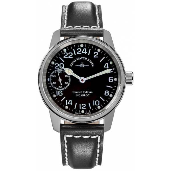 ZENO-WATCH BASEL, Pilot Classic Titan, Handaufzug 24 Stundenanzeige