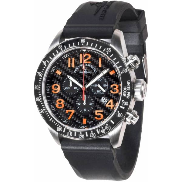 ZENO-WATCH BASEL, Chronograph Sport Quartz, Edelstahl Carbon orange