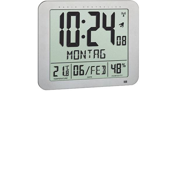 B-WARE oneConcept Clockwork Digital-Funk-wanduhr Thermometer Kalender 