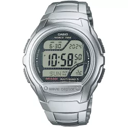 CASIO Digital Funkuhr LCD Wave Ceptor 5 Metalllband