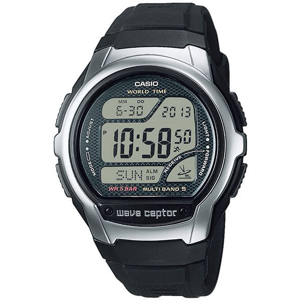 CASIO Digital Funkuhr, LCD Wave Ceptor 5, schwarz