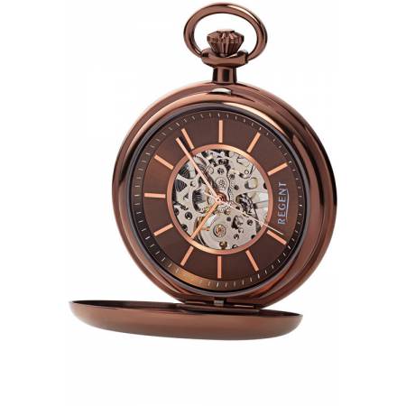 Klassik Taschenuhr Handaufzug Regent Savonette braun