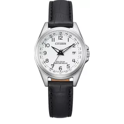 CITIZEN Damen-Funkuhr Eco-Drive Solar Edelstahl LB weiss
