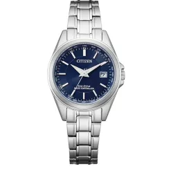 CITIZEN Damen-Funkuhr Eco-Drive Solar Edelstahl blau