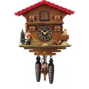 Kuckucksuhr Chalet Holz Q-Wanduhr Alphorn Bernhardiner