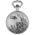 Vintage Taschenuhr Quartz Entenjagd/Jagdhund chrom