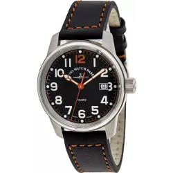 ZENO-WATCH BASEL Pilot Classic Fliegeruhr Edelstahl schwarz/rot