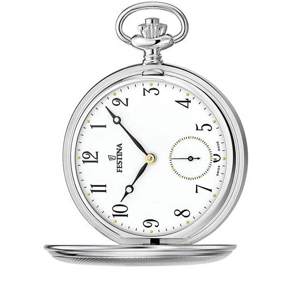 Klassik Taschenuhr Handaufzug, Silber Numbers Flora