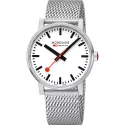 MONDAINE Evo2 43 XL Bahnhofsuhr Saphirglas Mesh
