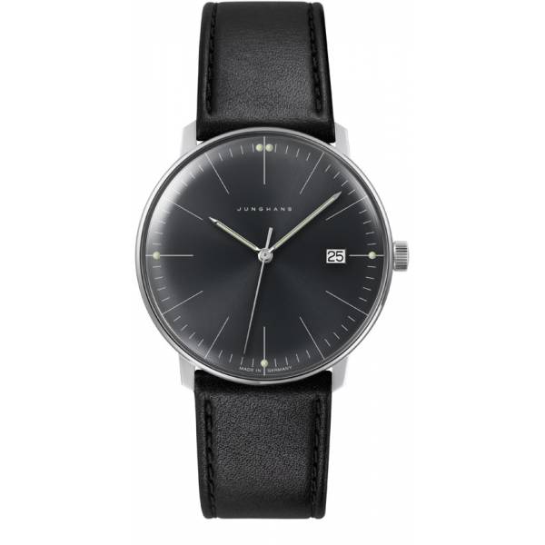 Junghans MAX BILL 38 Quartzuhr, Stahl schwarz Index