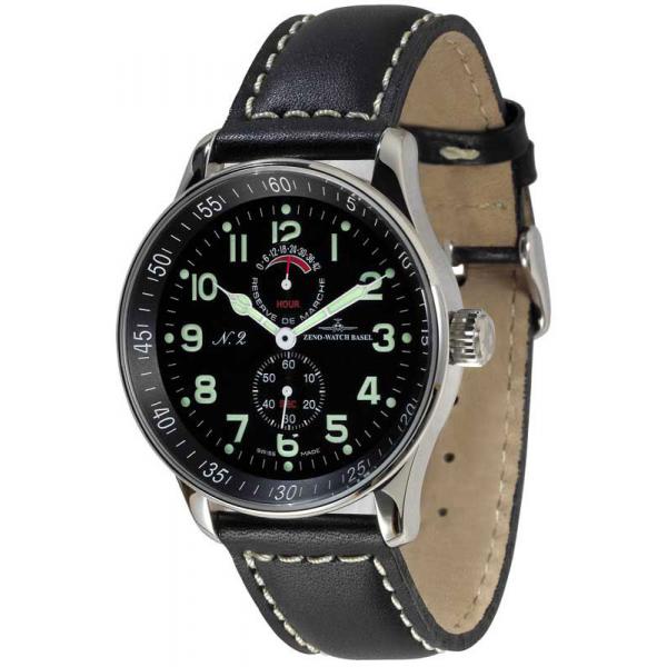 ZENO-WATCH BASEL, Pilot X-Large, Handaufzug Fliegeruhr mit Gangreserve