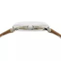 Junghans MAX BILL 34 Handaufzuguhr Stahl weiss Zahlen Leder beige