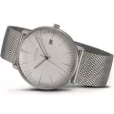 Junghans MAX BILL 38 Mega Solar Funkuhr Titan hellgrau Index Mesh